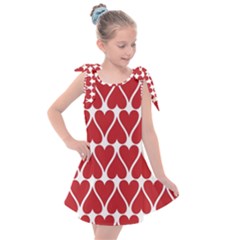 Hearts Pattern Seamless Red Love Kids  Tie Up Tunic Dress by Pakrebo