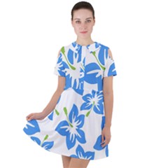 Hibiscus Wallpaper Flowers Floral Short Sleeve Shoulder Cut Out Dress  by Pakrebo