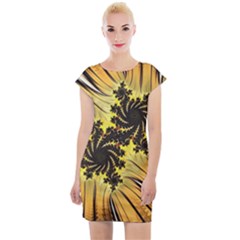 Fractal Art Colorful Pattern Cap Sleeve Bodycon Dress