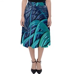 Oceanic Fractal Turquoise Blue Classic Midi Skirt by Pakrebo