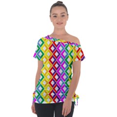 Rainbow Colors Chevron Design Tie-up Tee