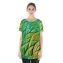 Patterns Green Yellow String Skirt Hem Sports Top by Pakrebo