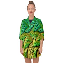 Patterns Green Yellow String Half Sleeve Chiffon Kimono by Pakrebo