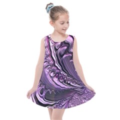 Purple Fractal Flowing Fantasy Kids  Summer Dress