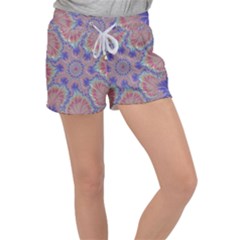 Purple Splat Fractal Art Women s Velour Lounge Shorts