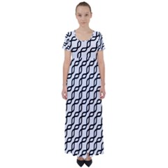 Diagonal Stripe Pattern High Waist Short Sleeve Maxi Dress