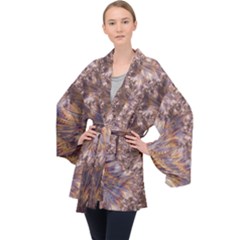 Puckered Fractal Artwork Design Velvet Kimono Robe