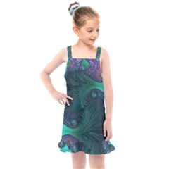 Ocean Green Sea Blue Fractal Art Kids  Overall Dress