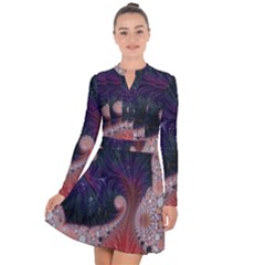 Fractal Art Artwork Design Long Sleeve Panel Dress