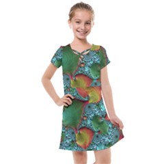 Fractal Art Colorful Pattern Kids  Cross Web Dress