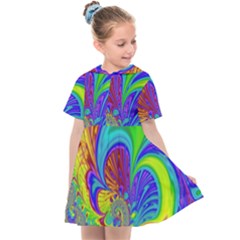 Fractal Neon Art Artwork Fantasy Kids  Sailor Dress