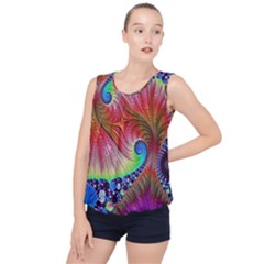 Fractal Art Fractal Colorful Bubble Hem Chiffon Tank Top