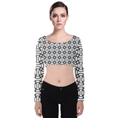 Ellipse Pattern Ellipse Dot Pattern Velvet Long Sleeve Crop Top