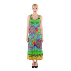 Fractal Art Design Fantasy Light Sleeveless Maxi Dress by Pakrebo