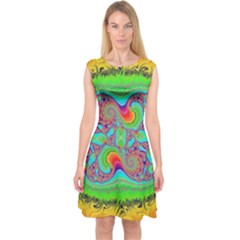 Fractal Art Design Fantasy Light Capsleeve Midi Dress by Pakrebo