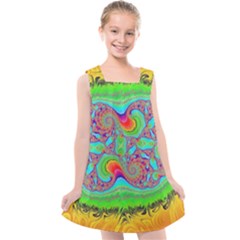 Fractal Art Design Fantasy Light Kids  Cross Back Dress by Pakrebo