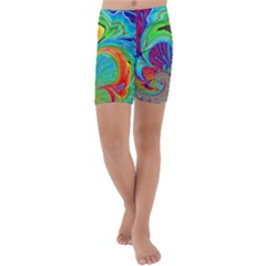 Fractal Art Psychedelic Fantasy Kids  Lightweight Velour Capri Yoga Leggings