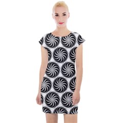 Pattern Swirl Spiral Repeating Cap Sleeve Bodycon Dress