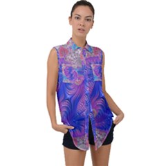 Fractal Artwork Art Design Sleeveless Chiffon Button Shirt