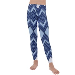 Textile Texture Fabric Zigzag Blue Kids  Lightweight Velour Leggings by Pakrebo