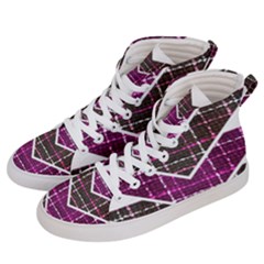 Fabric Tweed Purple Brown Pink Women s Hi-top Skate Sneakers by Pakrebo