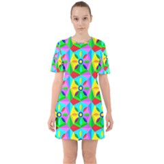 Star Texture Template Design Sixties Short Sleeve Mini Dress by Pakrebo