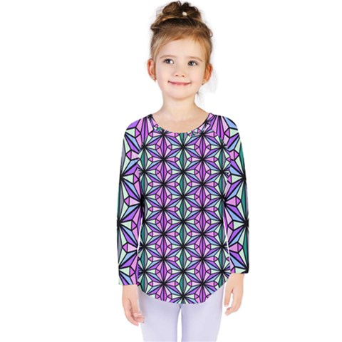 Geometric Patterns Triangle Seamless Kids  Long Sleeve Tee by Pakrebo