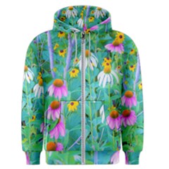 White And Purple Coneflowers And Yellow Rudbeckia Men s Zipper Hoodie by myrubiogarden