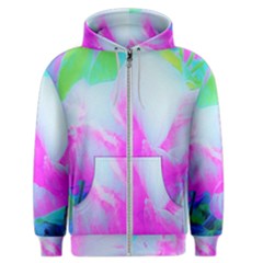 Abstract Pink Hibiscus Bloom With Flower Power Men s Zipper Hoodie by myrubiogarden