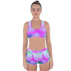 Abstract Pink Hibiscus Bloom With Flower Power Racerback Boyleg Bikini Set by myrubiogarden