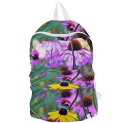 Yellow Flowers In The Purple Coneflower Garden Foldable Lightweight Backpack by myrubiogarden