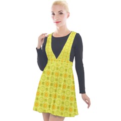 Traditional Patterns Chrysanthemum Plunge Pinafore Velour Dress