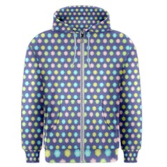 Deep Blue Hemp Pattern Flowers Men s Zipper Hoodie by Pakrebo