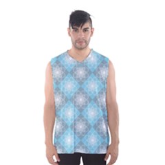 White Light Blue Gray Tile Men s Basketball Tank Top by Pakrebo