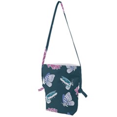 Butterfly Pattern Dead Death Rose Folding Shoulder Bag by Pakrebo