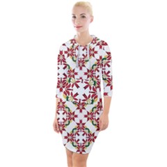 Christmas Wallpaper Background Quarter Sleeve Hood Bodycon Dress