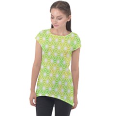 Traditional Patterns Hemp Pattern Green Cap Sleeve High Low Top