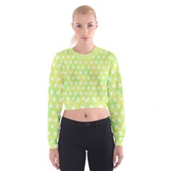 Traditional Patterns Hemp Pattern Green Cropped Sweatshirt by Pakrebo