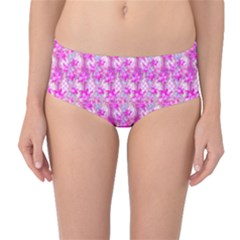 Maple Leaf Plant Seamless Pattern Pink Mid-waist Bikini Bottoms