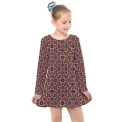 Pattern Decoration Art Ornate Kids  Long Sleeve Dress