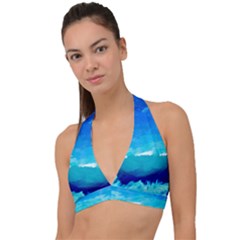 Blue Sky Artwork Drawing Painting Halter Plunge Bikini Top