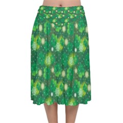 4 Leaf Clover Star Glitter Seamless Velvet Flared Midi Skirt by Pakrebo