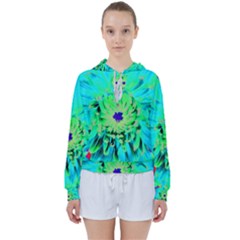 Aqua Cactus Dahlia Women s Tie Up Sweat by myrubiogarden