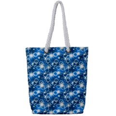 Star Hexagon Blue Deep Blue Light Full Print Rope Handle Tote (small) by Pakrebo