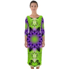 Pattern Abstract Background Art Green Quarter Sleeve Midi Bodycon Dress