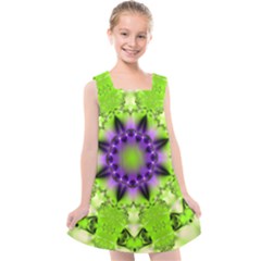 Pattern Abstract Background Art Green Kids  Cross Back Dress