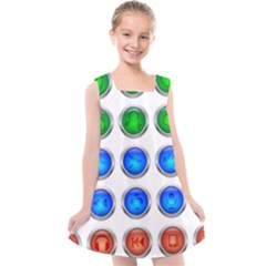 Vector Round Image Color Button Kids  Cross Back Dress