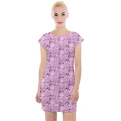 Texture Flower Background Pink Cap Sleeve Bodycon Dress