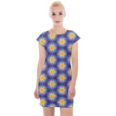 Graphic Pattern Seamless Cap Sleeve Bodycon Dress