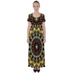 Pattern Abstract Background Art High Waist Short Sleeve Maxi Dress